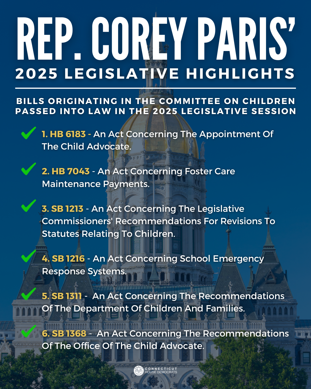 Rep. Paris' 2025 Legislative Highlights
