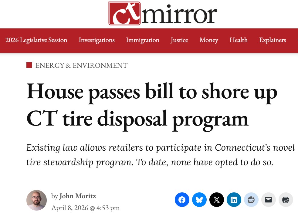 CT Mirror header: House passes bill to shore up CT tire disposal program