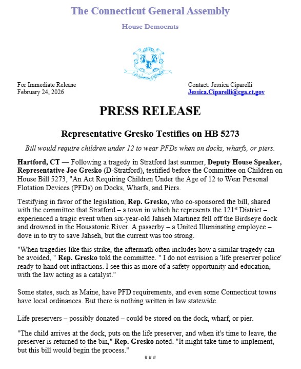 Press release on HB 5273