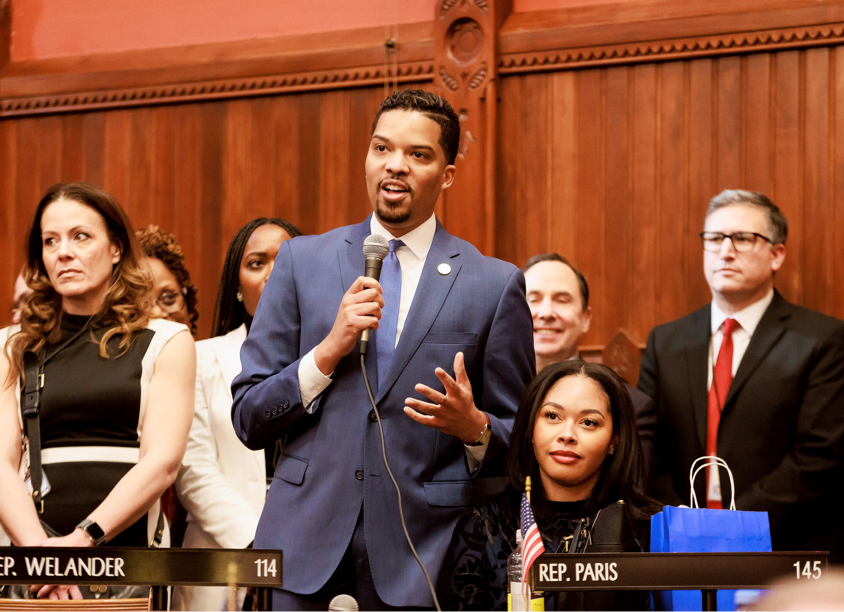 On January 8, Rep. Corey Paris was sworn in to represent the 145th District of Stamford.