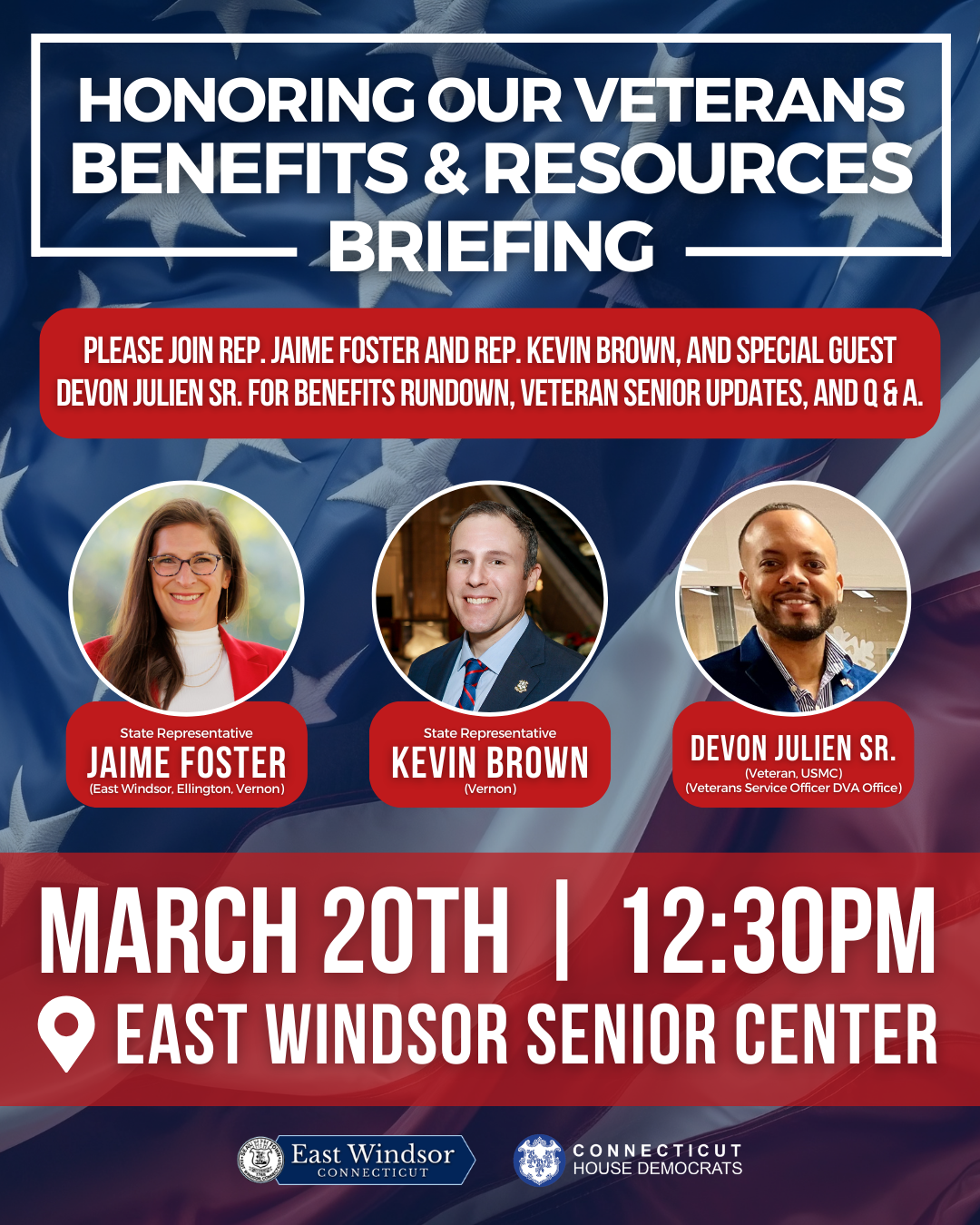 March 20 veterans benefits and resources event in East Windsor. 