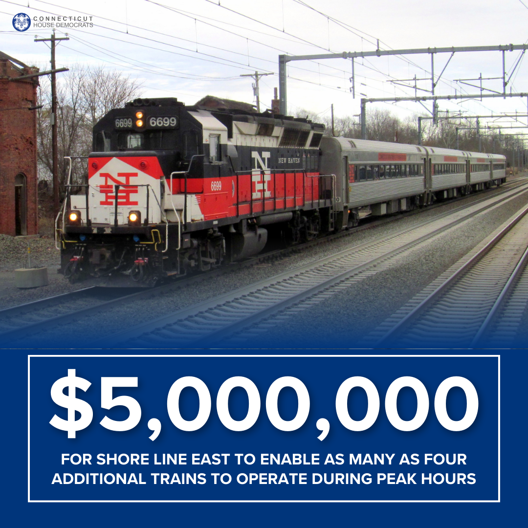 I was happy to work alongside fellow shoreline representatives on this funding for Shore Line East to add additional trains during peak hours.